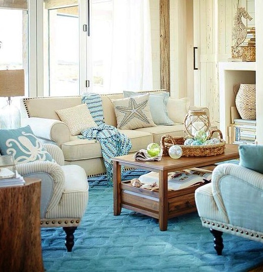 Living Room Decorating Ideas with Blue Area Rugs