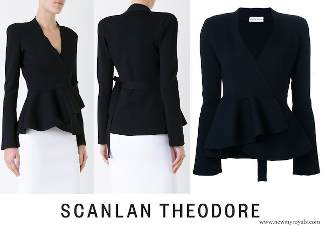 Crown Princess Mary wore Scanlan Theodore Crepe Knit Wrap Jacket