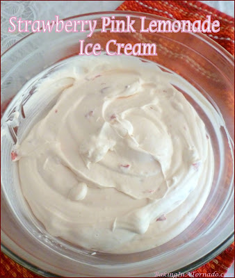 Strawberry Pink Lemonade (NO CHURN) Ice cream uses lemonade concentrate, fresh strawberries and just a few other ingredients for a refreshing summer treat. | Recipe developed by www.BakingInATornado.com | #recipe #summer #dessert