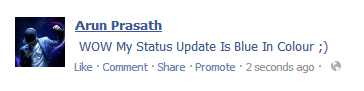 Update Your Status In Blue Colour! Facebook Trick: Update Your Status In Blue Colour