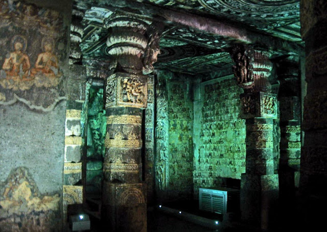 decorated temple cave at Ajanta in Aurangabad
