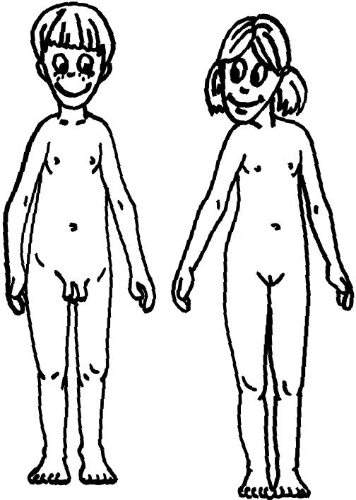 Dibujo de cuerpo humano de niño y niña