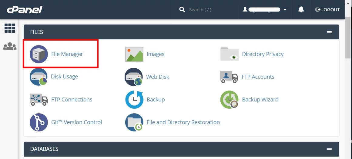 cPanel login file managar