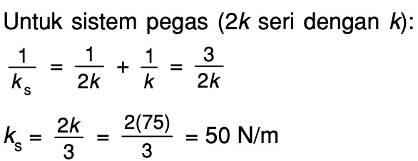 Tiga buah pegas identik disusun seperti gambar di samping. Jika beban