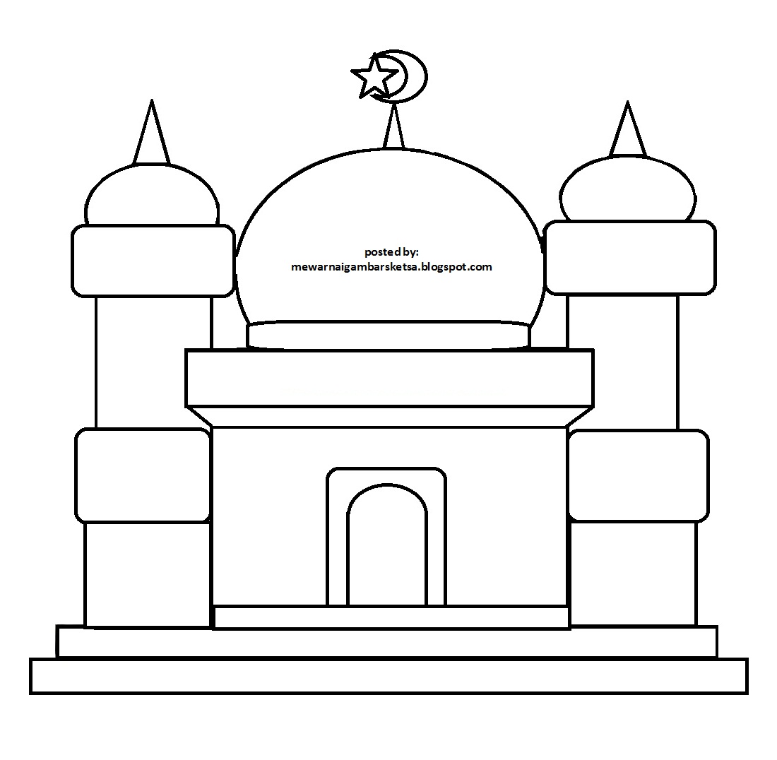Mewarnai Gambar: Mewarnai Gambar Sketsa Masjid 17