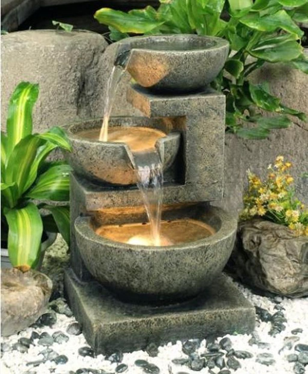 45+ Amazing Decorative Garden Fountains Ideas