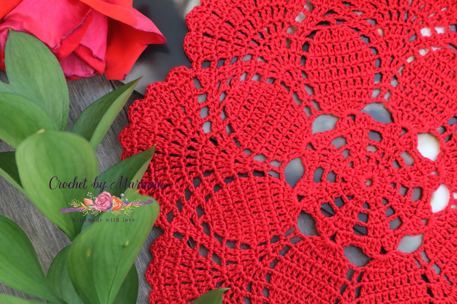 CrochetbyMariana Red crochet doily, Vintage doily, Handmade doily