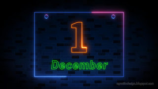 December 1st Colorful Neon Light Date Of World Aids Day With Dark Blue Brick Wall Background