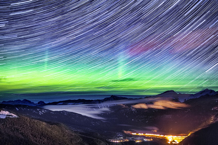 Stunning Northern Lights Glow Over the Rocky Mountains