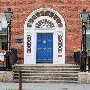 Blue Georgian door on Harcourt Street in Dublin Ireland