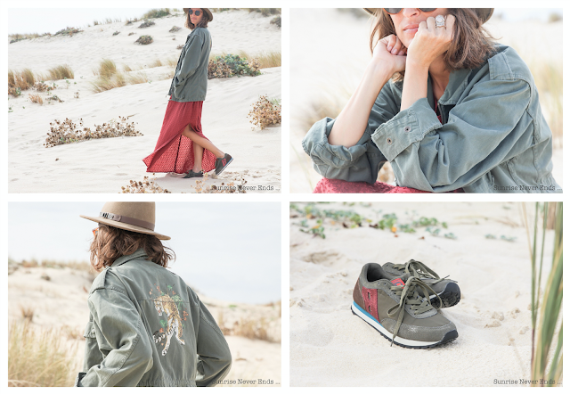 julie eye see,connotes,bensimon,veste army,surplus bensimon,mode,boho,bohème,gypsy,baskets,running