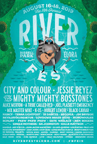 Original line-up poster for Riverfest Elora on August 16, 17 and 18, 2019 One In Ten Words oneintenwords.com toronto indie alternative live music blog concert photography pictures photos nikon d750 camera yyz photographer summer music festival guelph elora ontario