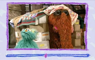 Snuffy drags away the house they built with Rosita. Rosita follows him. Sesame Street Elmo's World Building Things Video E-Mail