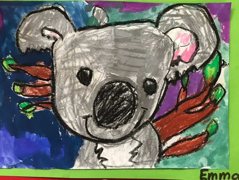 Art with Mrs Baker Kindergarten Oil Pastel Koalas