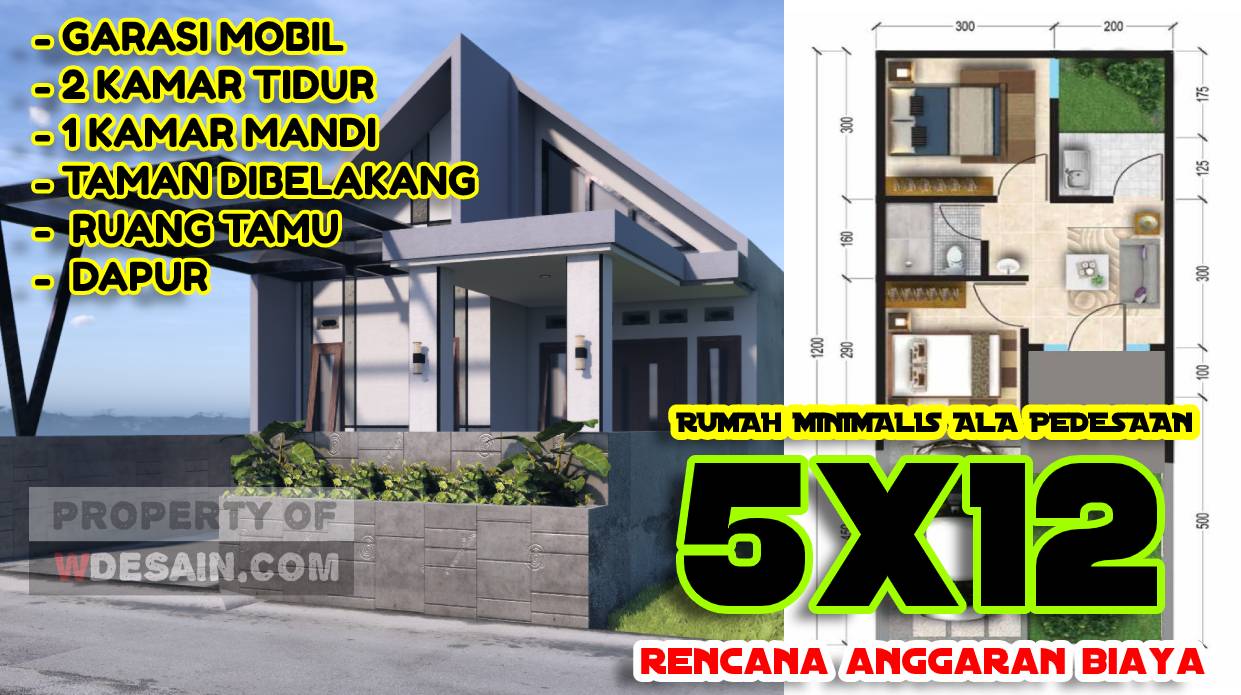 Model Rumah Minimalis 5x12 Komplit Dengan Anggaran Biaya Desain Rumah Minimalis