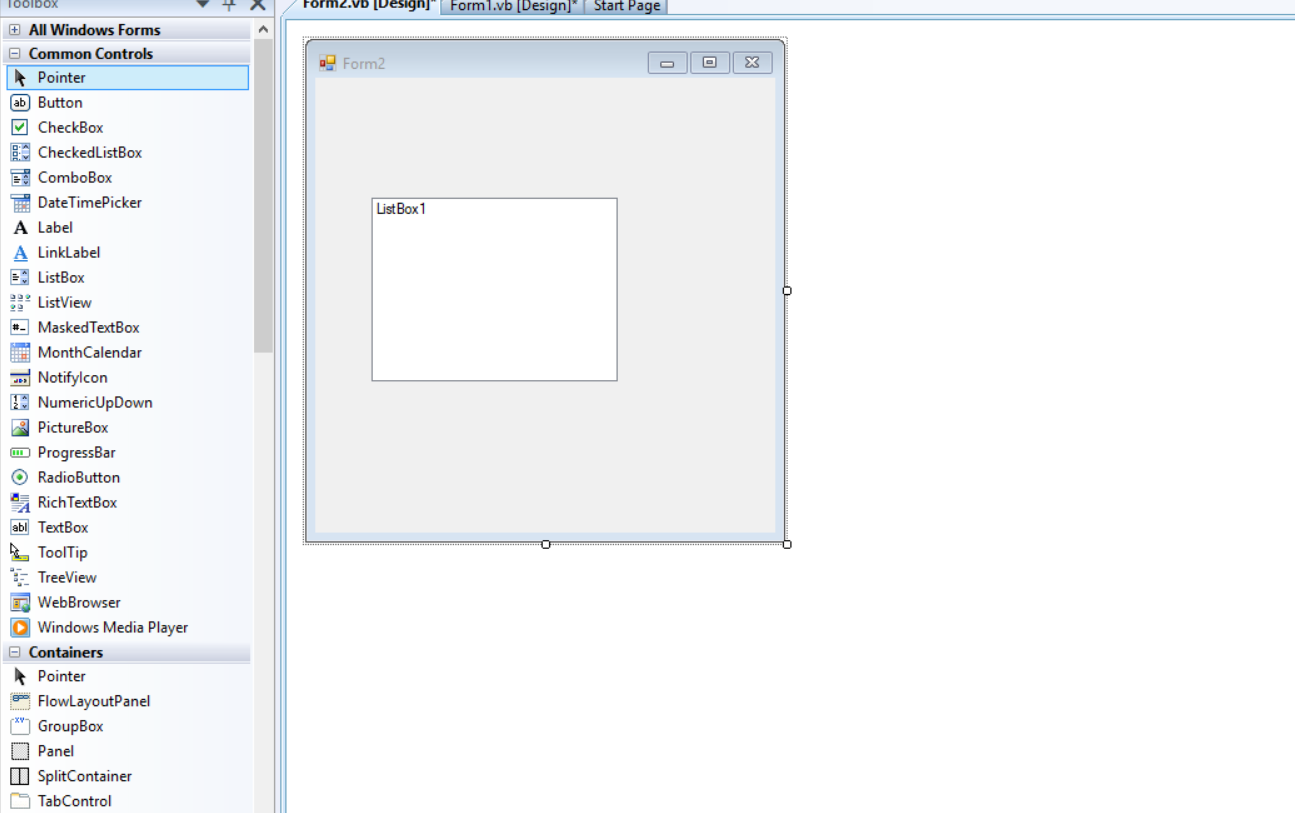 How do I pass values from textbox in one form to listbox of another