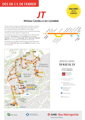 Fulletó de l'AMB i de l'Ajuntament de Sant Just explicant aquest canvi. Font: santjust.net.
