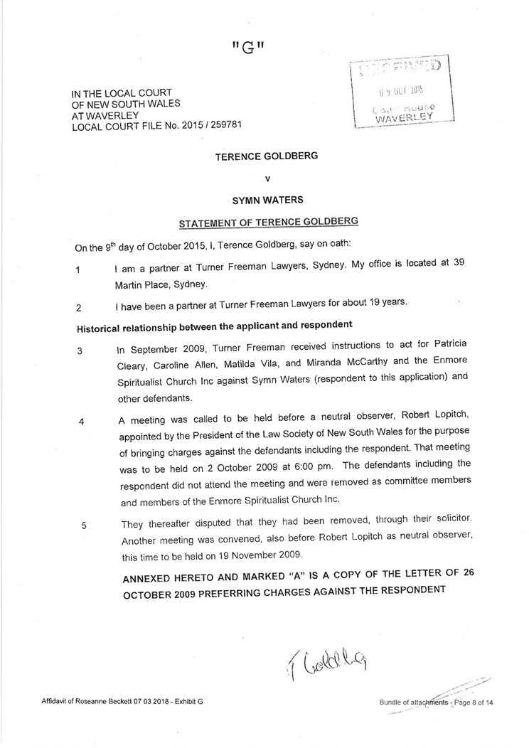 Sworn affidavit of Roseanne Beckett, 7 March 2018 Sworn affidavit of Roseanne Beckett, 7 March 2018
