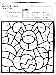 An Apple For The Teacher: Easter Color By Number Worksheets