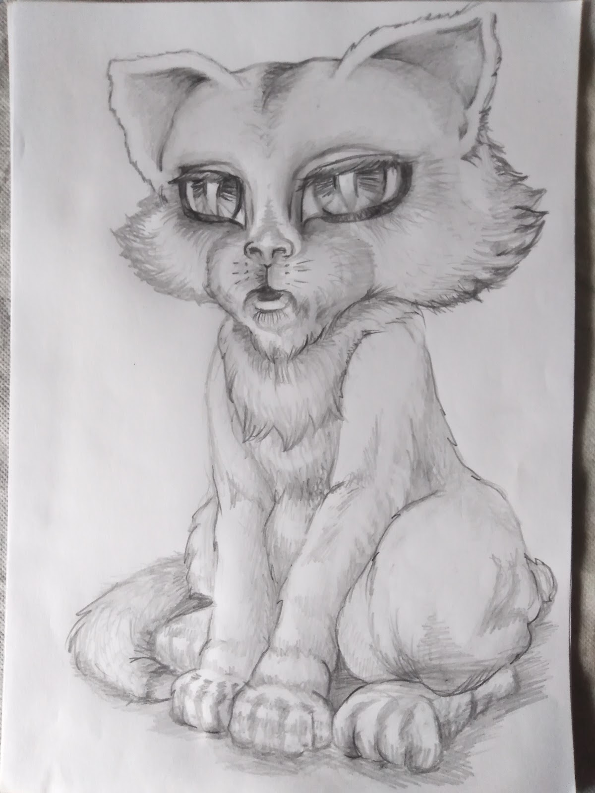 paso a paso....dibujo y pintura / Catalina Halles: Gato inventado en escala  de grises / Gato