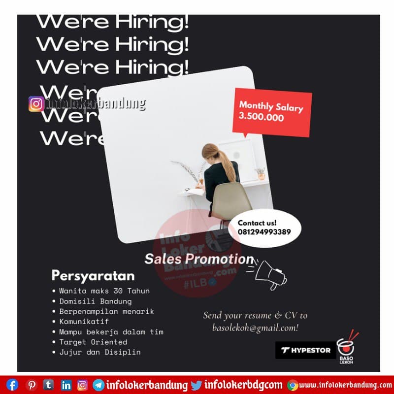 Lowongan Kerja Sales Promotion Thypestore & Baso Lekoh Bandung April 2021