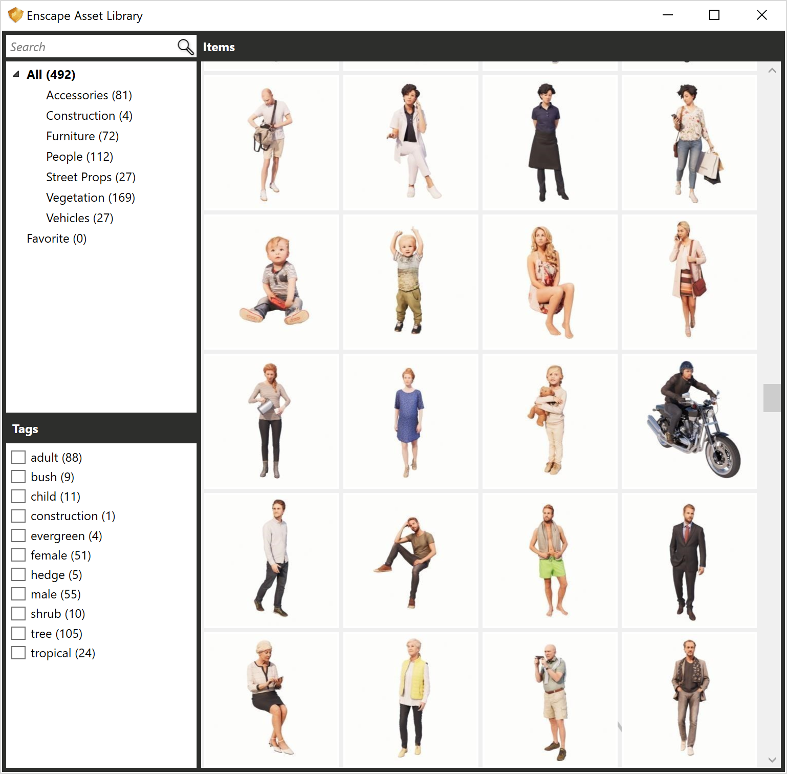 Enscape revit library elements not showing sightres
