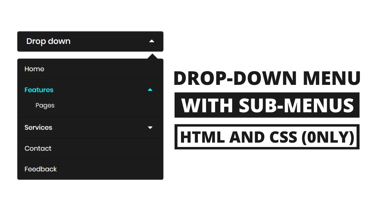 Minimal Drop-down Menu Bar with Submenu using HTML & CSS