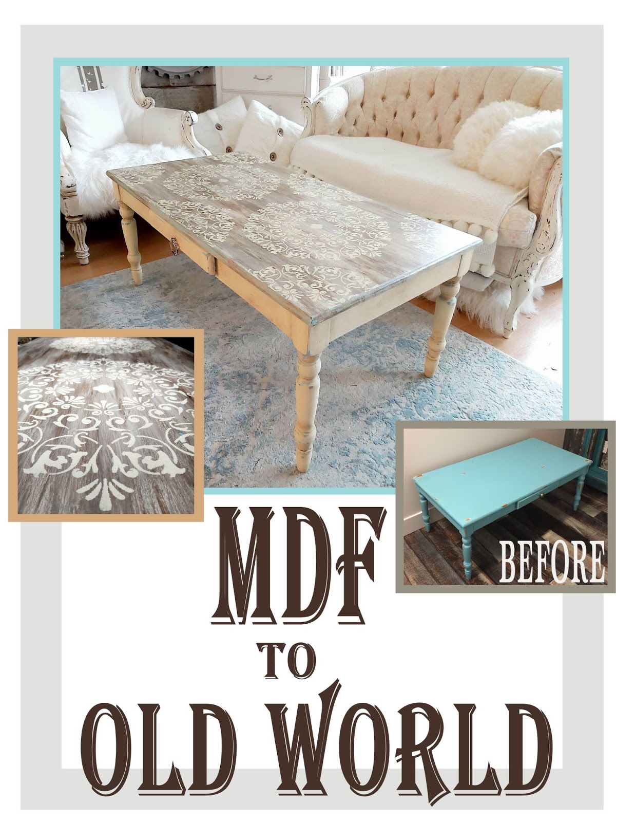 4 the love of wood STENCILING OLD FURNITURE table makeover