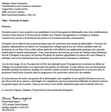 Exemple De Demande D Emploi Pdf  Le Meilleur Exemple