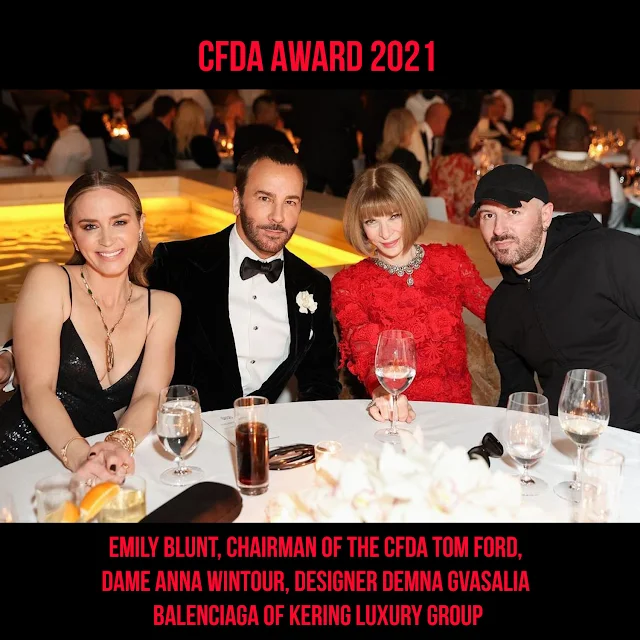 Emily Blunt, Chairman of the CFDA Tom Ford, Dame Anna Wintour, Designer Demna Gvasalia of Balenciaga, Kering - CFDA Award 2021