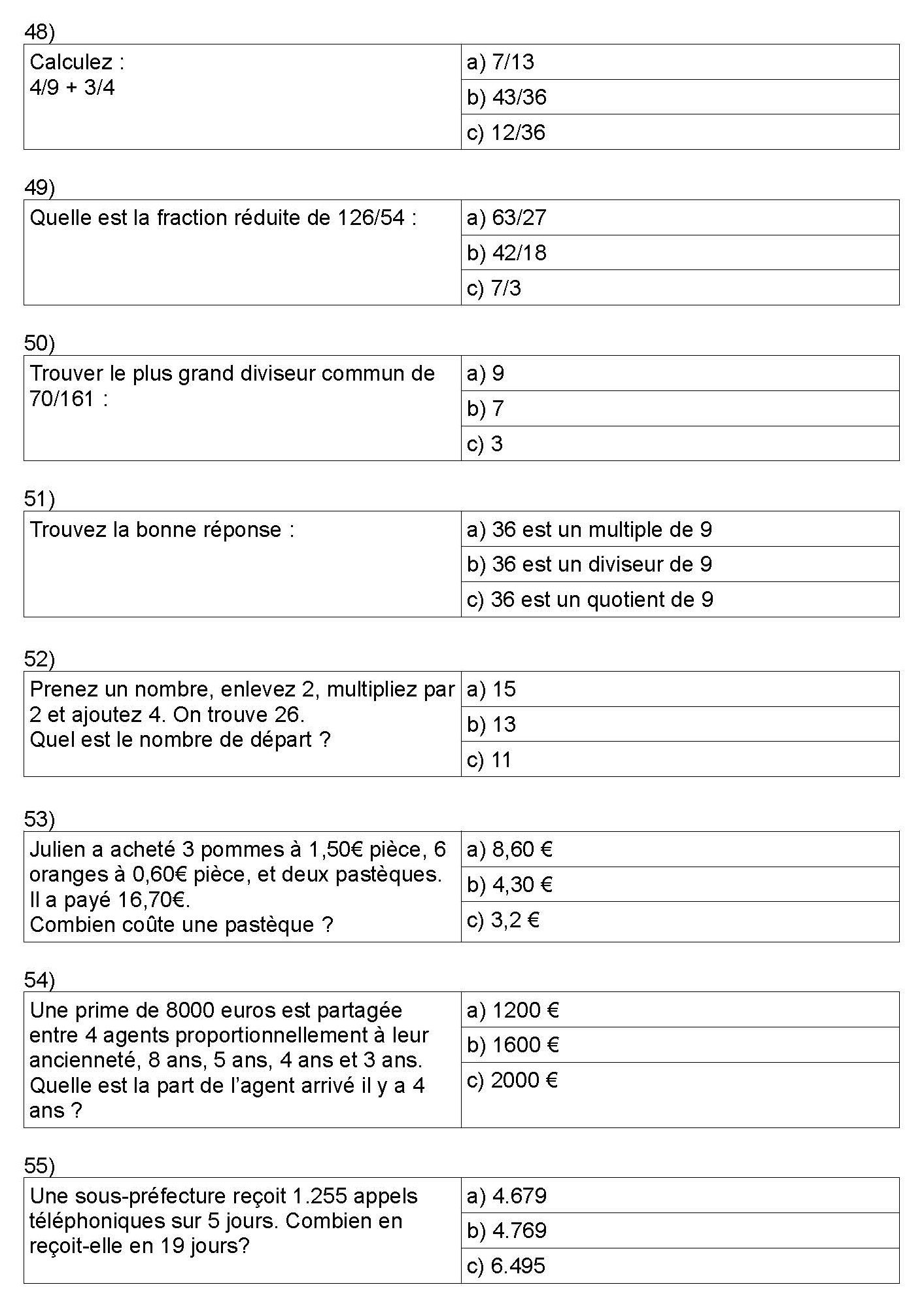 QCMCONCOURSGRATUITS Mathématiques CONCOURS EXTERNE D’ADJOINT