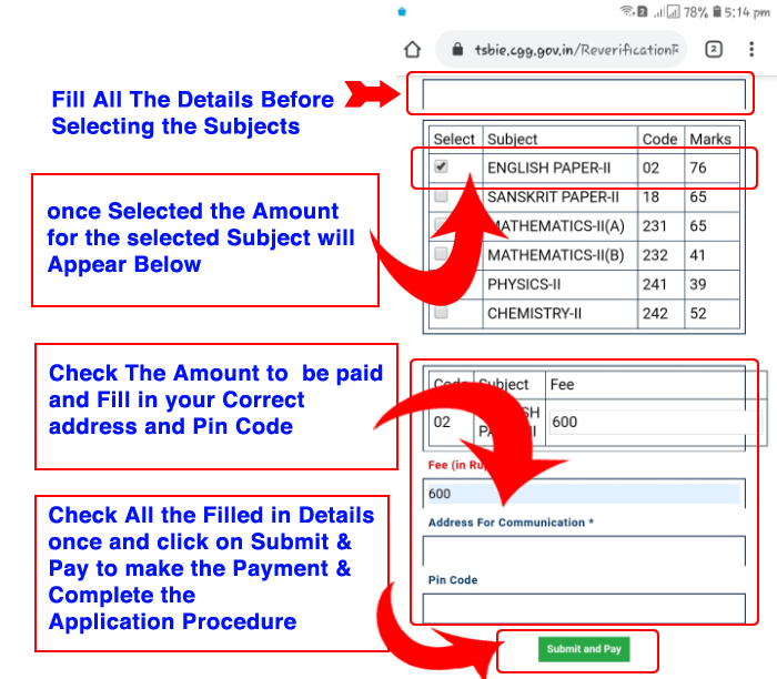 Fee Payment and Online Application Form Filling Flowchart