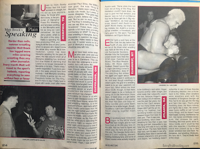 Inside Wrestling  - November 1998 -  Matt Brock's Plain Speaking