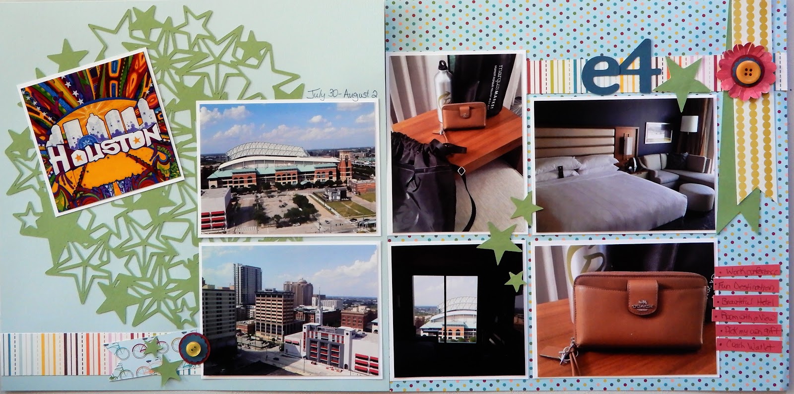 Random Memories Two Page Scrapbook Layout "Houston e4"