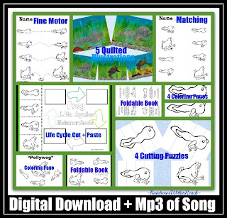 photo of: Tadpole to Frog Metamorphosis through Song and Fine Motor Supplemental Pages (from RainbowsWIthinReach) 