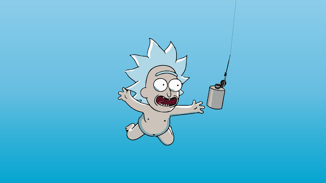 RICK AND MORTY WALLPAPER 4K WITH RICK LIE THE BABY OF NIRVANA CD COVER NEVERMIND