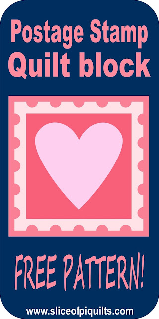 Free Heart Postage Stamp quilt block pattern