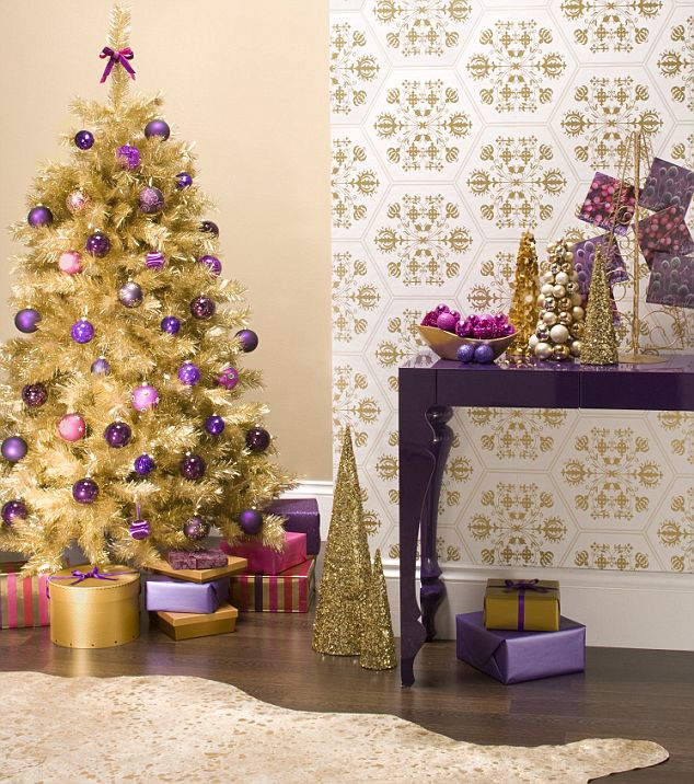 Purple and Gold Christmas Tree Decorations
