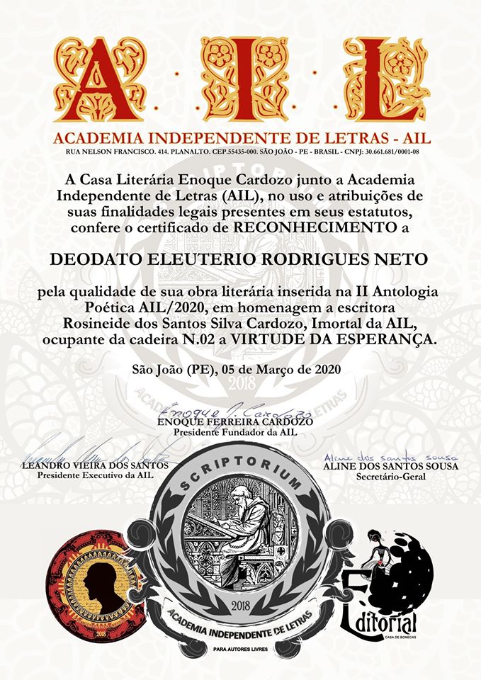 Certificado Academia Independente de Letras