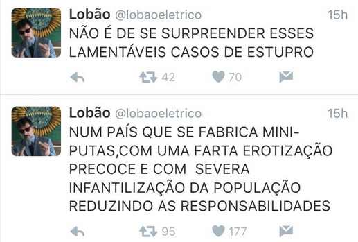 Sobre o estupro da adolescente, Lobão comenta: 'País que fabrica miniputas' Sobre o estupro da adolescente, Lobão comenta: 'País que fabrica miniputas'