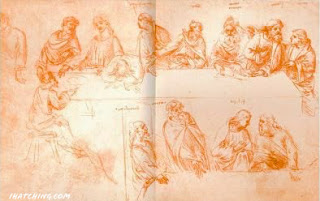 الدراسات و الرسومات التحضيرية للوحة العشاء الأخير ليوناردو دافنشي