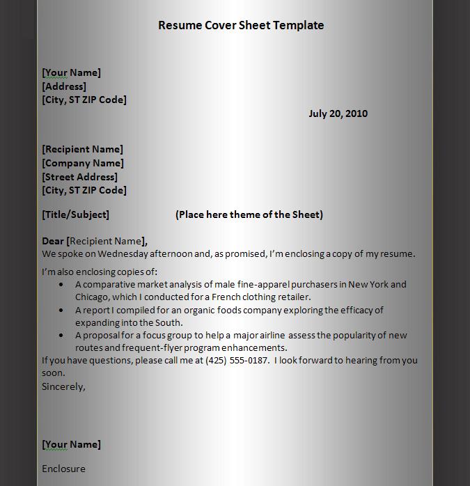 HOW TO WRITE A COVER SHEET FOR A RESUME visual data 4