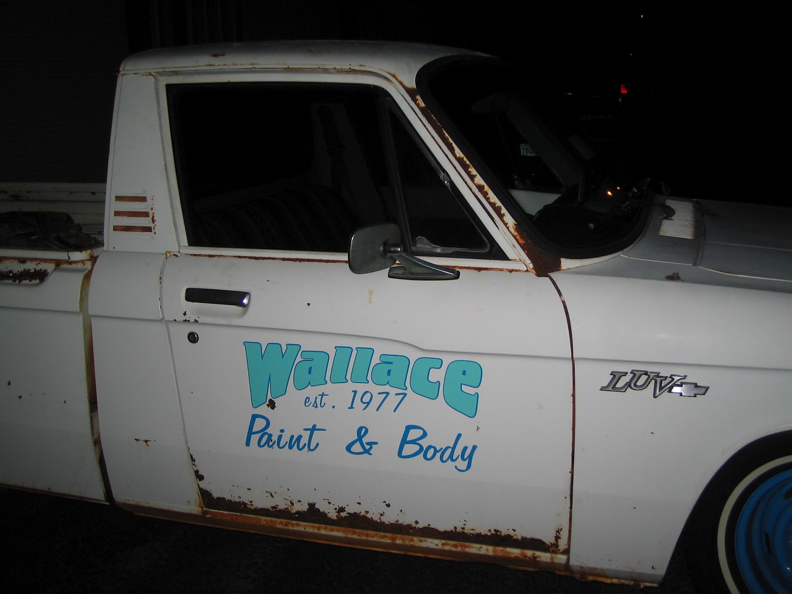 Queen City Speed 77 LUV Shop Truck Door Logos