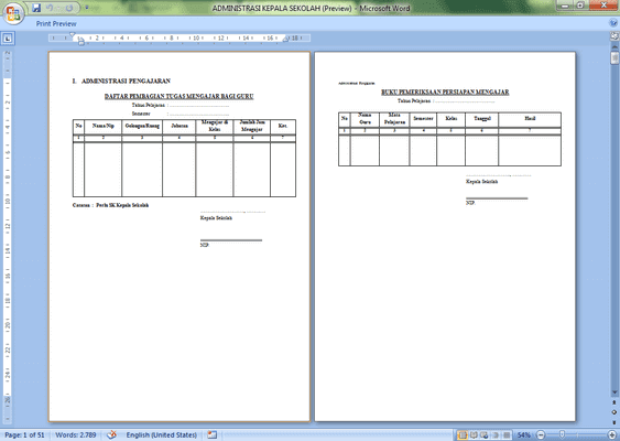 Format Administrasi Kepala Sekolah Download File Microsoft Word Berkas Pendidikan