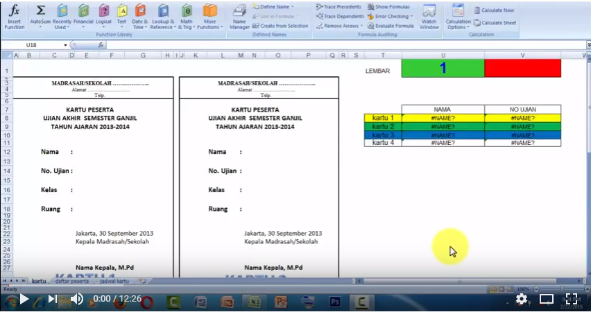 belajar ikhlas87: Tutorial Membuat Kartu Ujian UAS ...