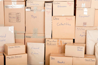 Labeled Moving Boxes Storage Units