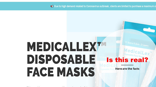 Beware of possible scam - website selling surgical masks