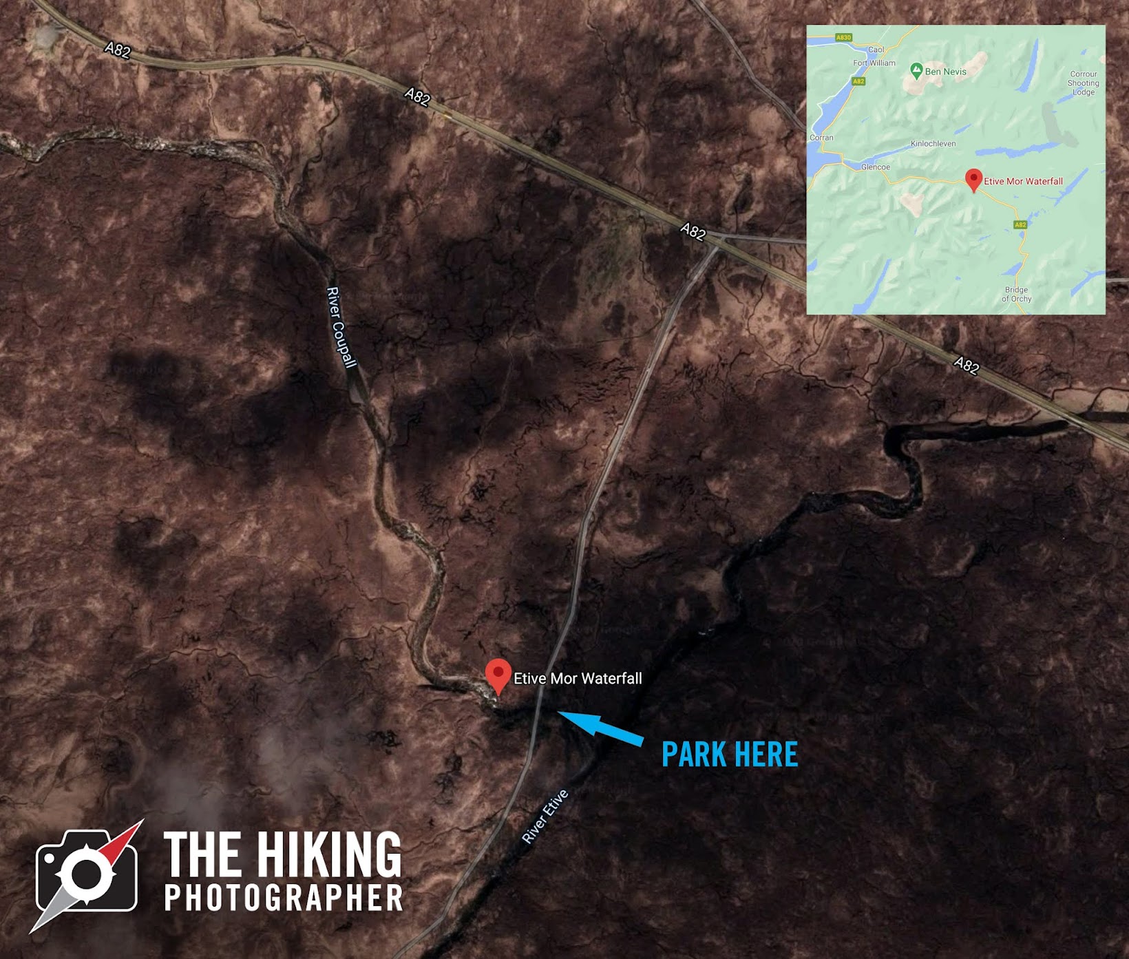 where is Etive Mor Waterfall? map location Scotland