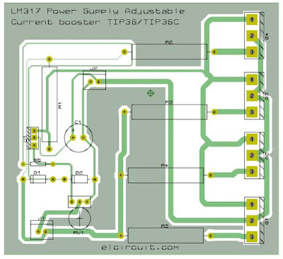 10A LM317 Adjustable Power Supply and Current Booster - Electronic Circuit
