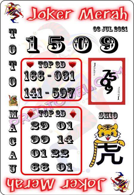 Prediksi Joker Merah Macau sabtu 03 juni 2021